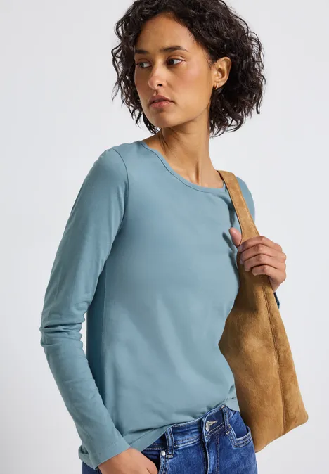 Basic Langarmshirt glacier blue