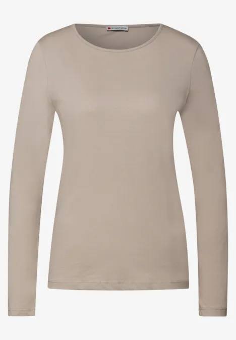 Basic shirt met lange mouwen morning beige