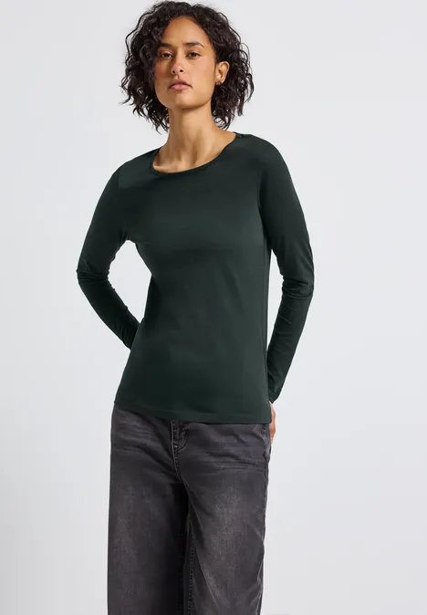 Basic Langarmshirt evernight green