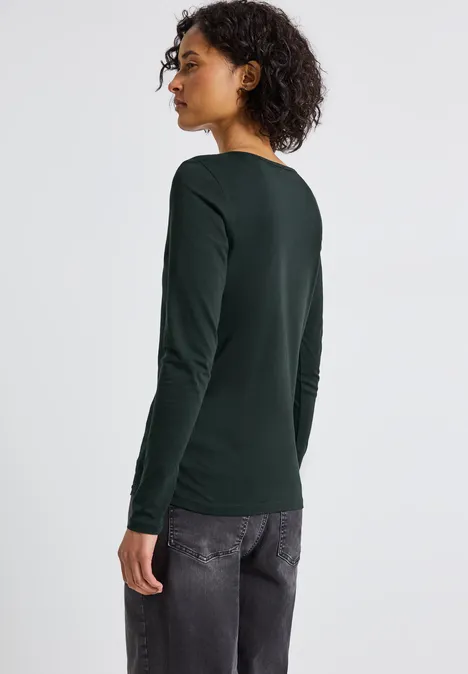 Basic Langarmshirt evernight green