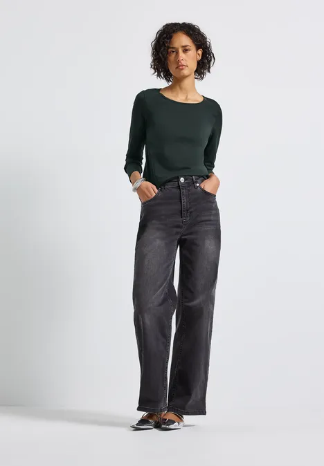 Basic Langarmshirt evernight green