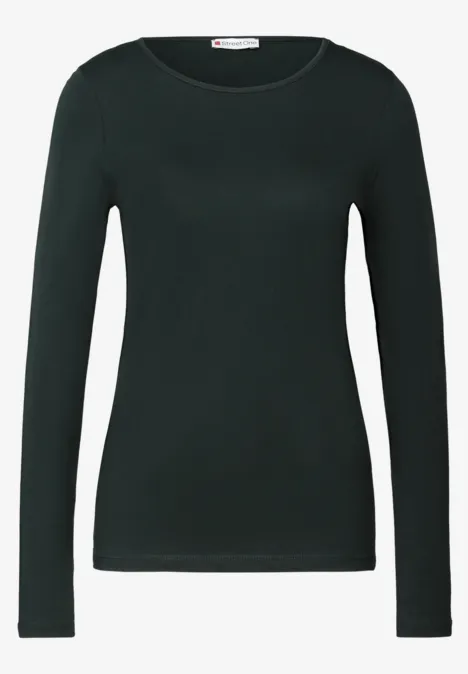 Basic Langarmshirt evernight green