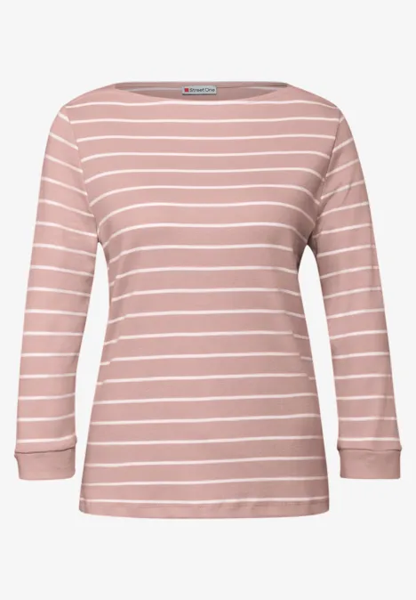 T-shirt de base rayé faded rose