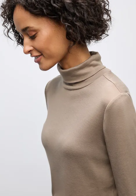 Basic Rollkragen-Shirt bark brown