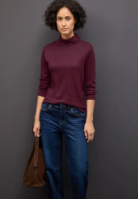 Basic Rollkragen-Shirt noble red