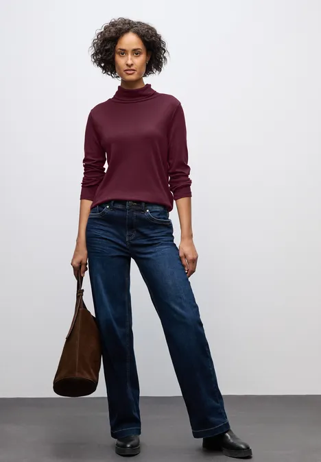Basic Rollkragen-Shirt noble red