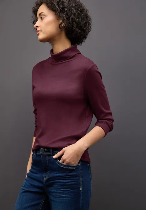 Basic Rollkragen-Shirt noble red
