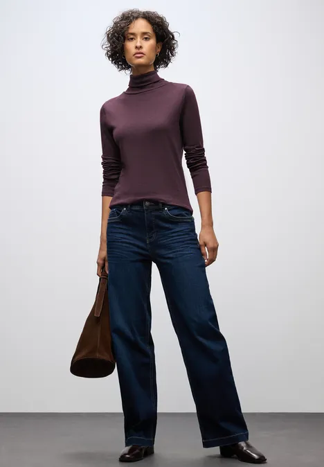 Basic Rollkragen-Shirt jazz berry