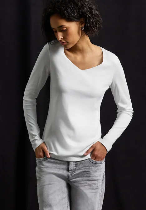 Shirt mit Carrée Ausschnitt White