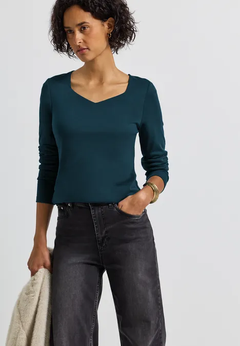 Shirt mit Carrée Ausschnitt tide blue