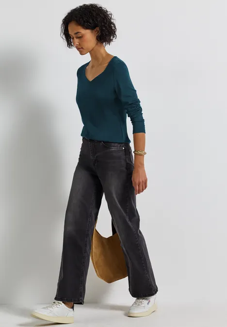 Shirt mit Carrée Ausschnitt tide blue