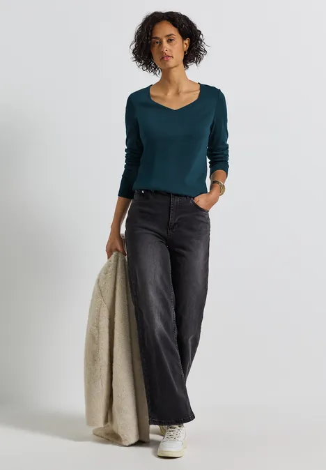 Shirt mit Carrée Ausschnitt tide blue
