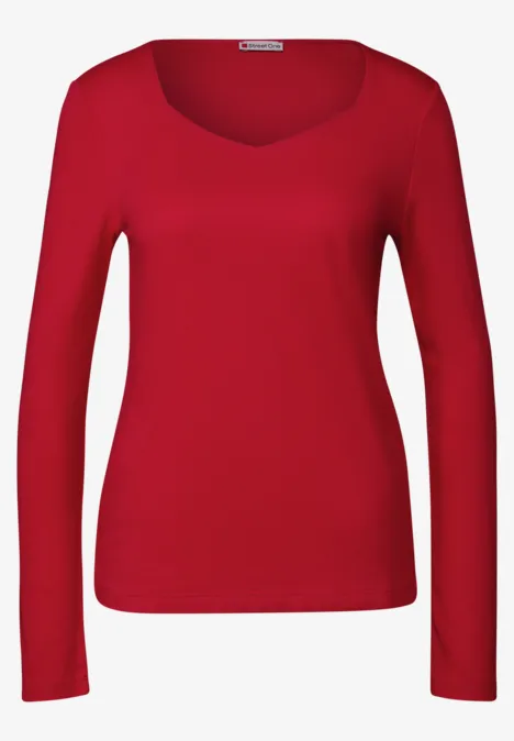Shirt met carrée halslijn racing red