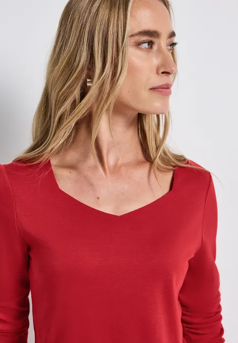 Shirt mit Carrée Ausschnitt racing red