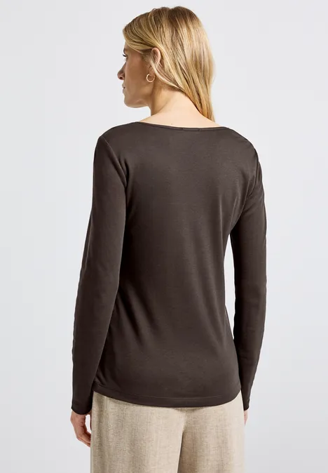 Shirt mit Carrée Ausschnitt deep roast brown