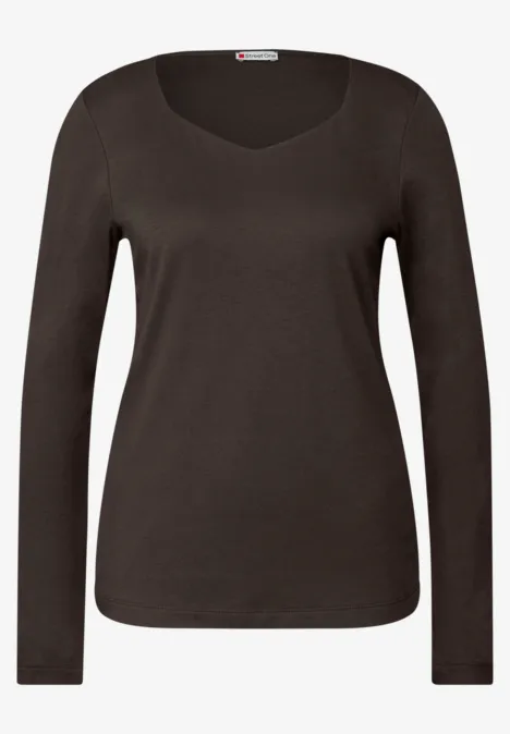 Shirt mit Carrée Ausschnitt deep roast brown