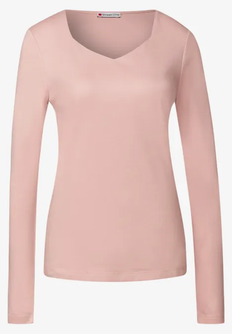 Shirt met carrée halslijn faded rose