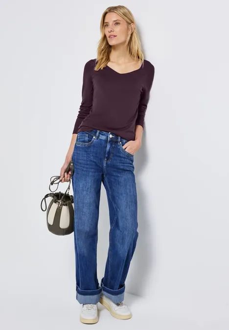 Shirt mit Carrée Ausschnitt jazz berry