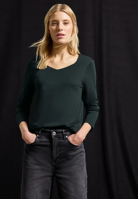 Shirt mit Carrée Ausschnitt evernight green