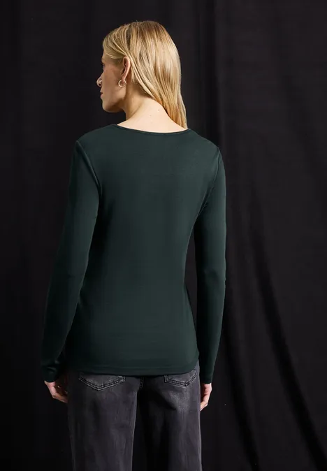 Shirt mit Carrée Ausschnitt evernight green