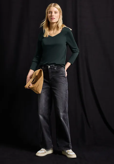 Shirt mit Carrée Ausschnitt evernight green