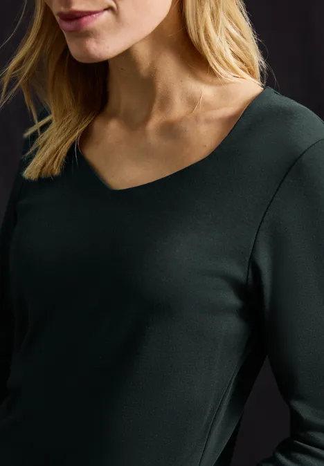 Shirt mit Carrée Ausschnitt evernight green