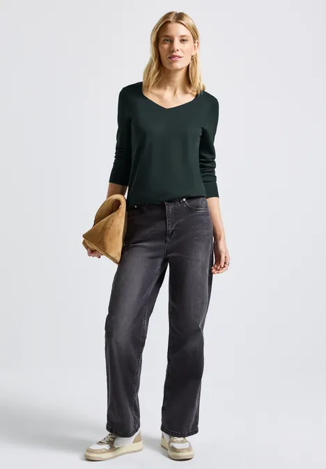 Shirt mit Carrée Ausschnitt evernight green