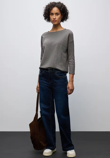 Shirt mit Rippstruktur deep roast brown
