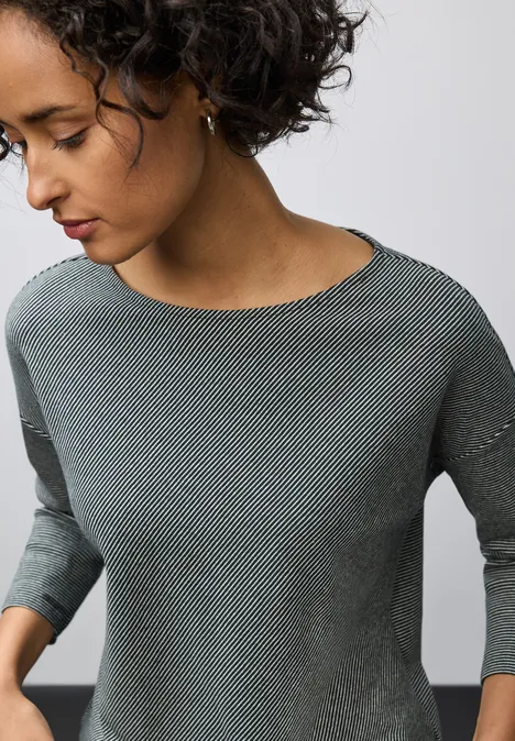 Shirt mit Rippstruktur evernight green