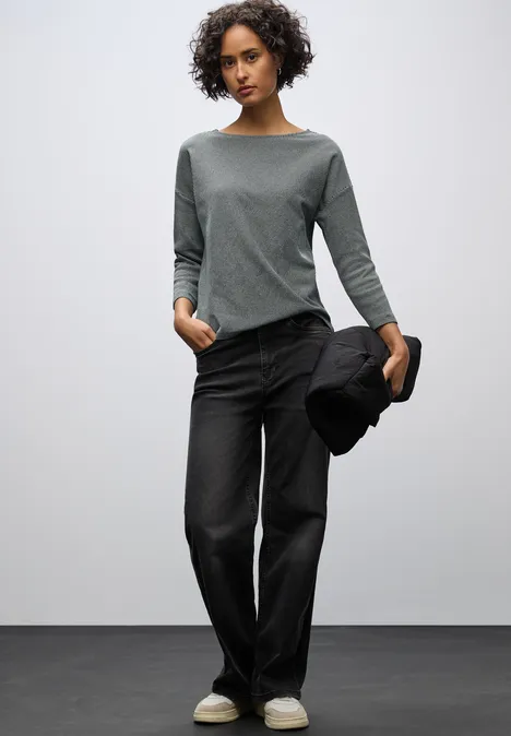 Shirt mit Rippstruktur evernight green