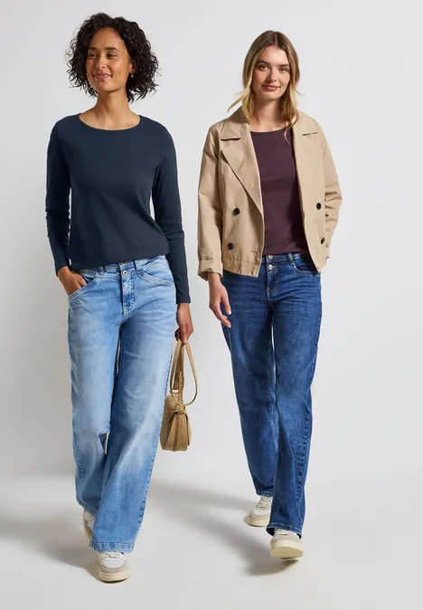 2er-Pack Langarmshirts deep blue/jazz berry
