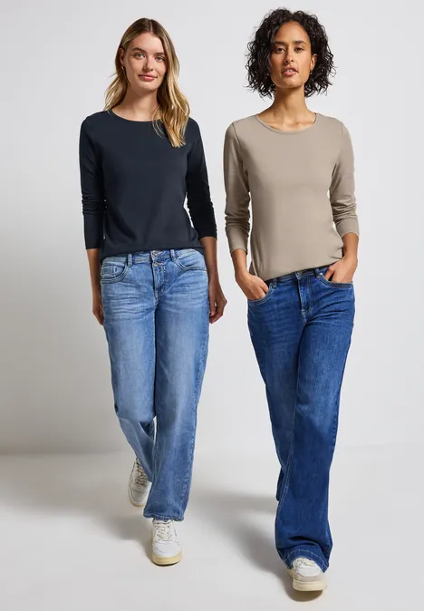 2er-Pack Langarmshirts morning beige/deep blue 2er-Pack Langarmshirts morning beige/deep blue