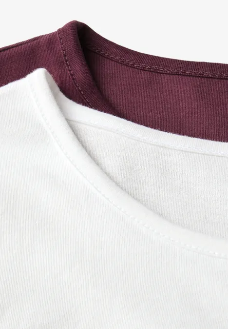 2er-Pack Langarmshirts noble red/off white