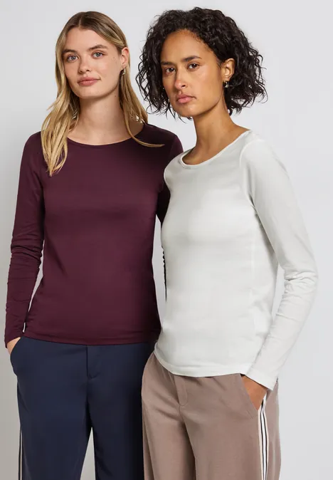2er-Pack Langarmshirts noble red/off white 2er-Pack Langarmshirts noble red/off white