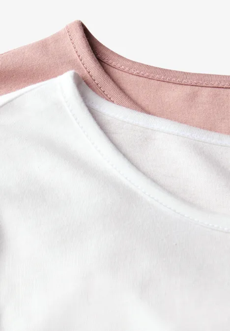 2er-Pack Langarmshirts off white/faded rose