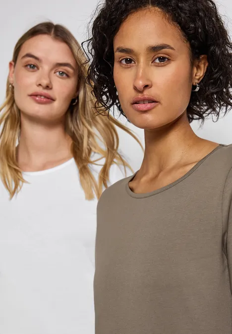 2er-Pack Langarmshirts white/bark brown