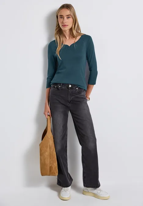 Basic Shirt mit Knopfdetail tide blue