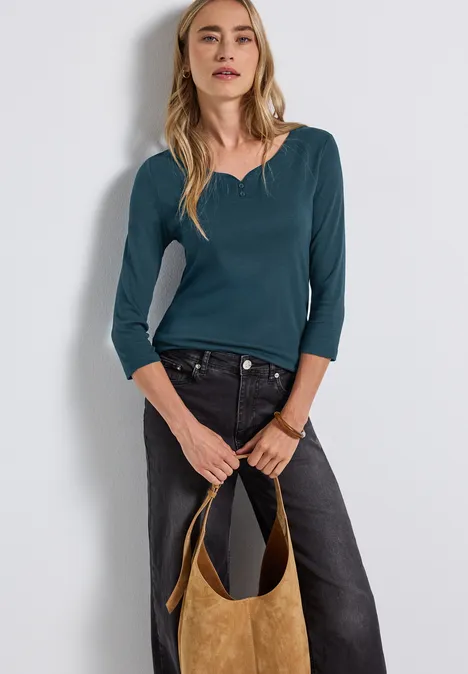 Basic Shirt mit Knopfdetail tide blue