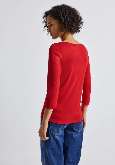 Basic Shirt mit Knopfdetail racing red