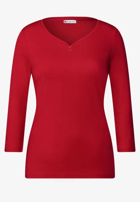 Basic shirt met knoopdetail racing red