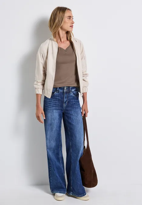 Basic Shirt mit Knopfdetail silk brown