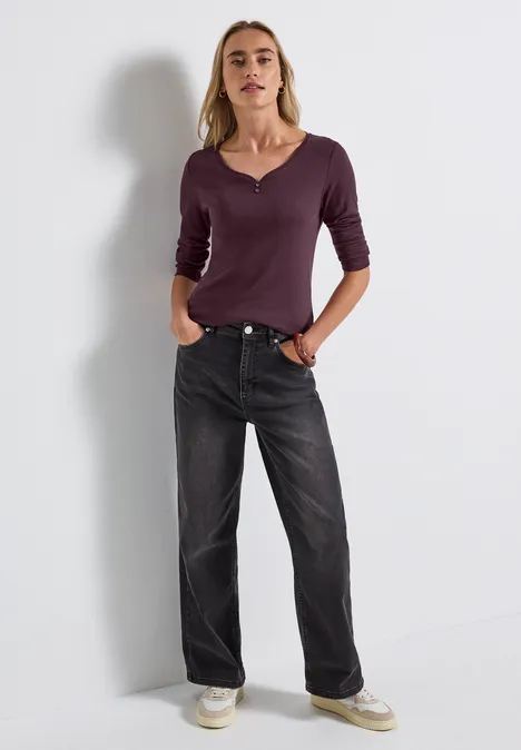 Basic Shirt mit Knopfdetail jazz berry