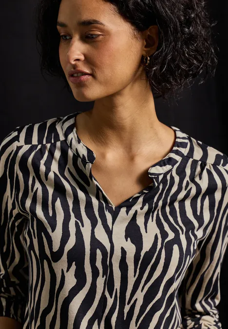 Print-Shirt im Tunika-Look Black Print-Shirt im Tunika-Look Black