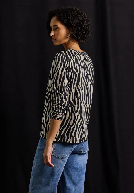 Print-Shirt im Tunika-Look Black