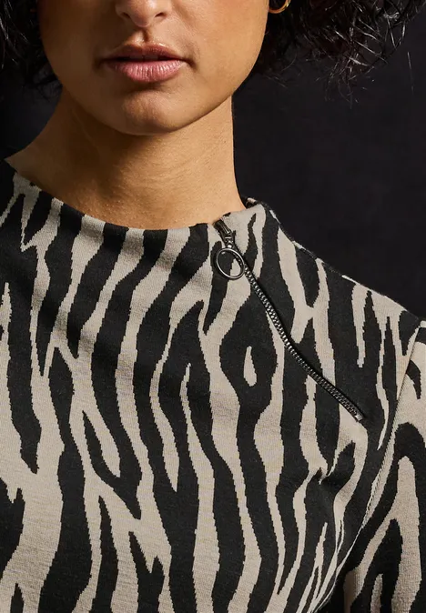 Jacquard Shirt mit Zipper Black Jacquard Shirt mit Zipper Black
