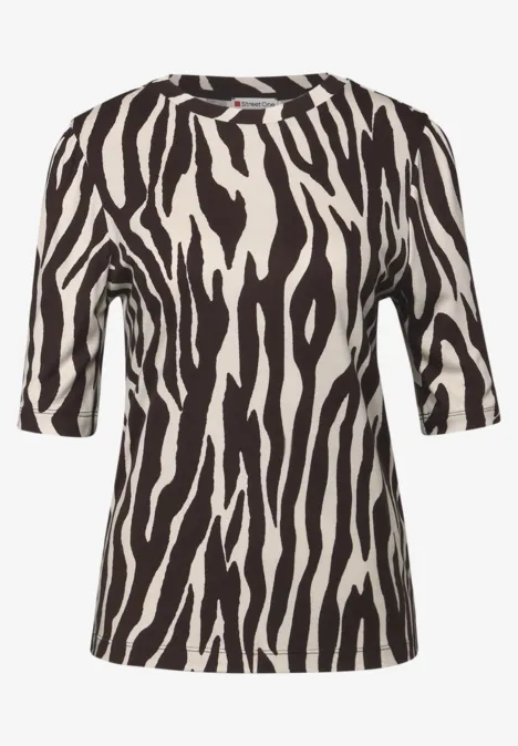 Basic Shirt met rimpels deep roast brown