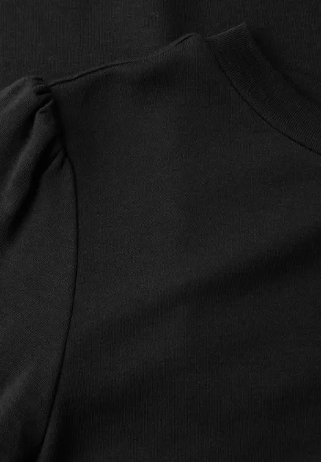 Basic T-Shirt mit Raffung Black