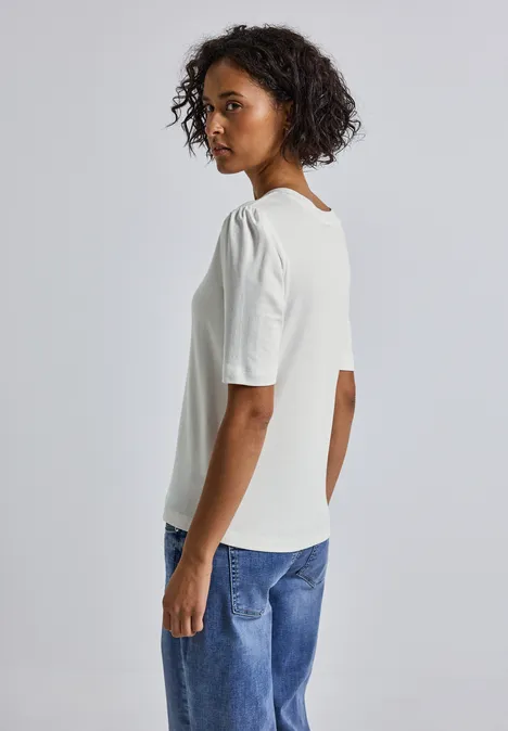 Basic T-Shirt mit Raffung off white