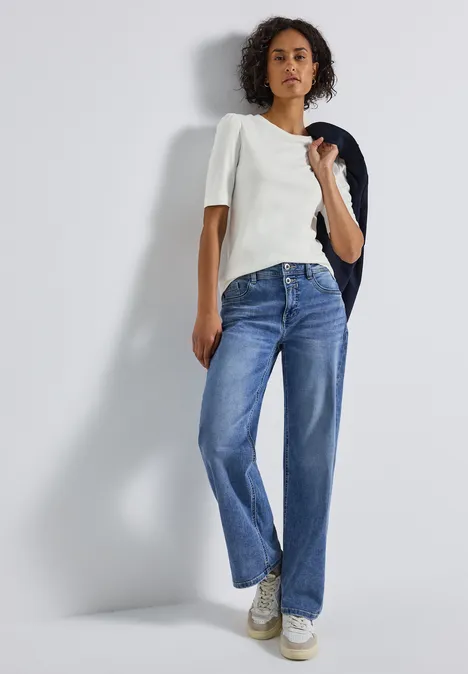 Basic T-Shirt mit Raffung off white