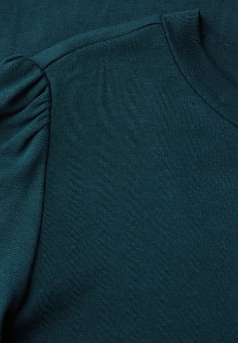 Basic T-Shirt mit Raffung tide blue